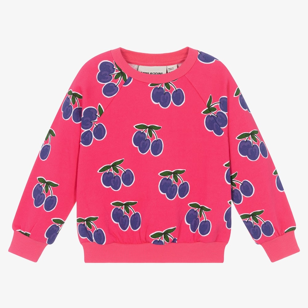 Mini Rodini plum Sweatshirt fuchsia Pink Organic Cotton 5–7Y EUC